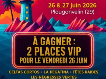 🎉🔥 JEU CONCOURS – 2 places VIP au Ouestival de Plougonvelin À GAGNER ! 🔥🎉
Tentez de gagner 2 places VIP pour le vendredi 26 juin 🎶☀️
Pour participer :
✅...